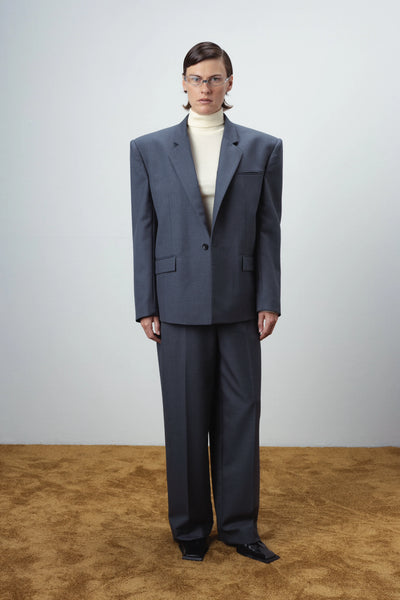 Broad-shoulder grey švarkas