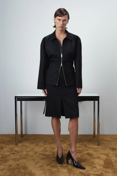 Wool zip-up black švarkas