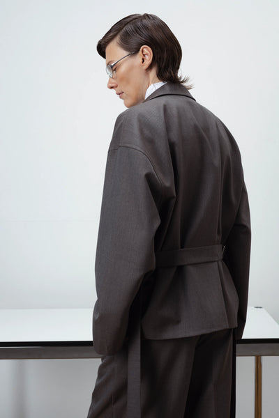 Wool zip-up taupe švarkas