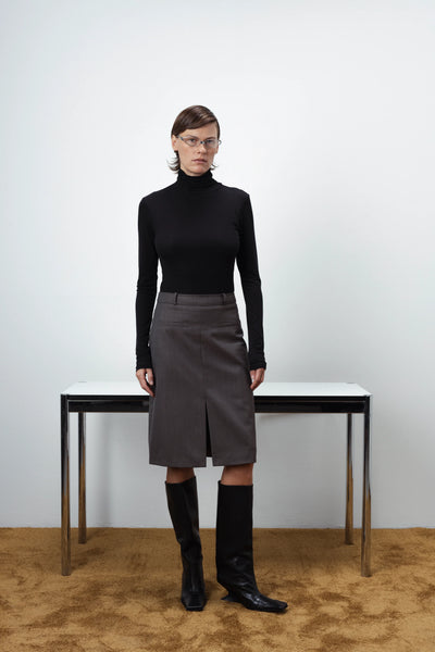 Midi two slits taupe sijonas