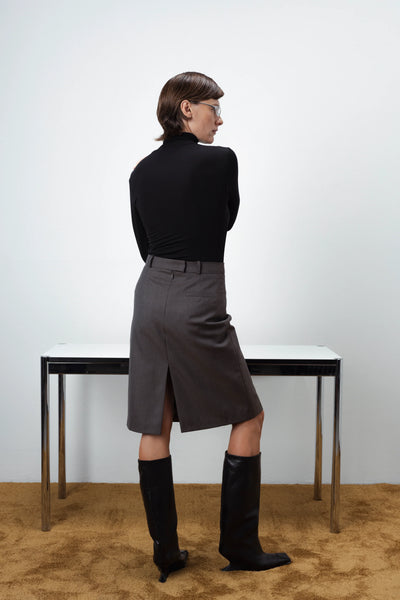 Midi two slits taupe sijonas