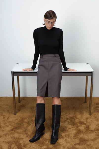 Midi two slits taupe sijonas