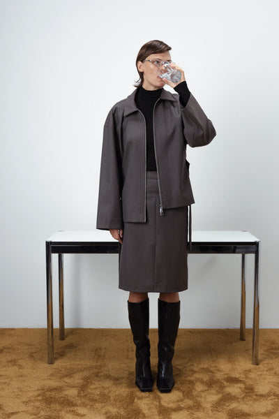 Midi two slits taupe sijonas