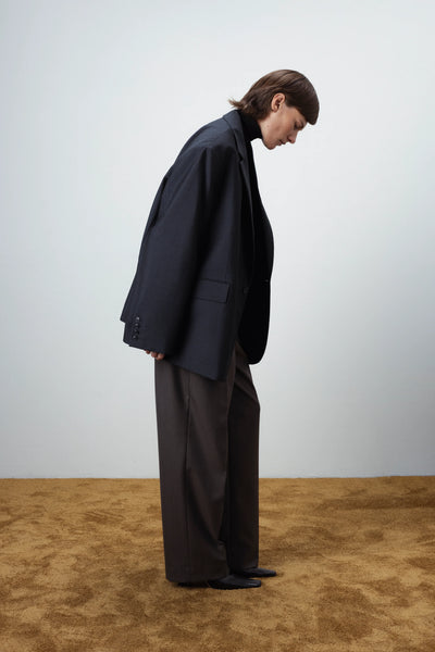 Oversized wrap black wool švarkas
