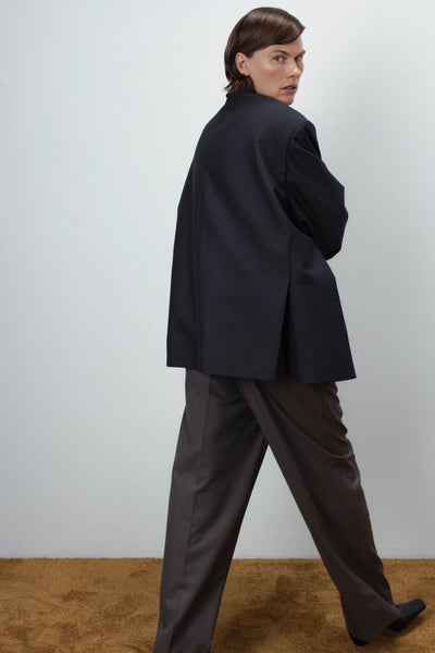 Oversized wrap black wool švarkas