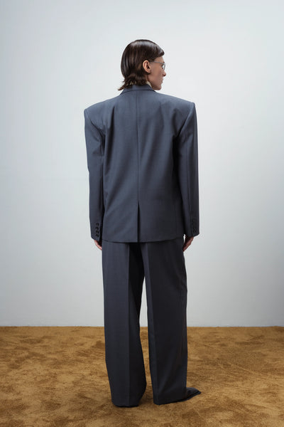 Pleated straight grey kelnės