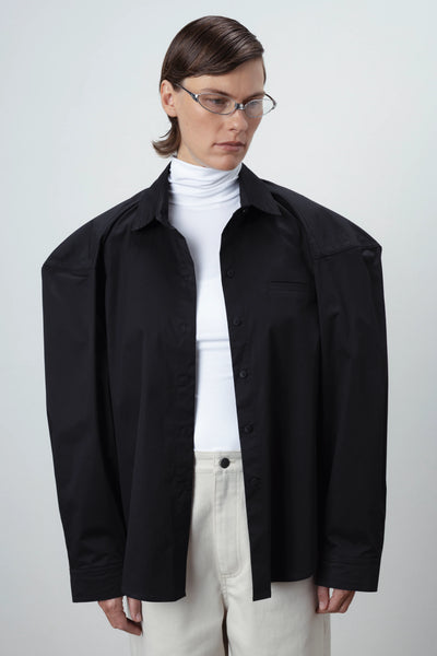 Structured oversized black marškiniai