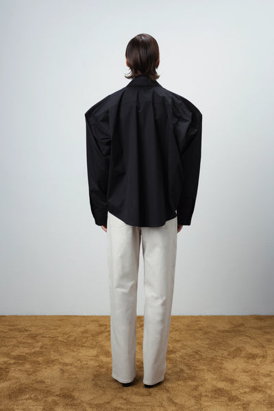Structured oversized black marškiniai