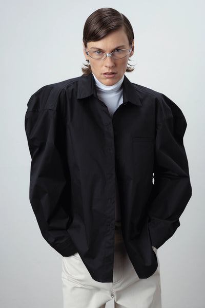 Structured oversized black marškiniai