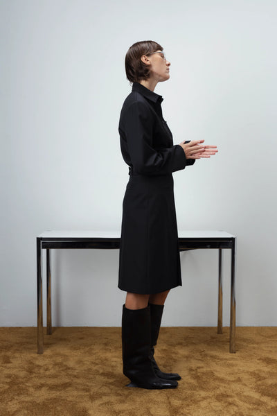 Midi two slits black sijonas