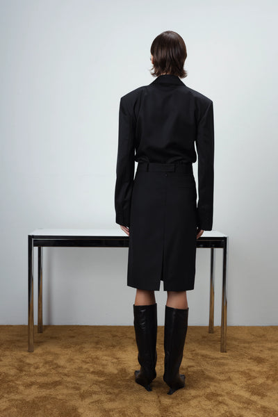 Midi two slits black sijonas