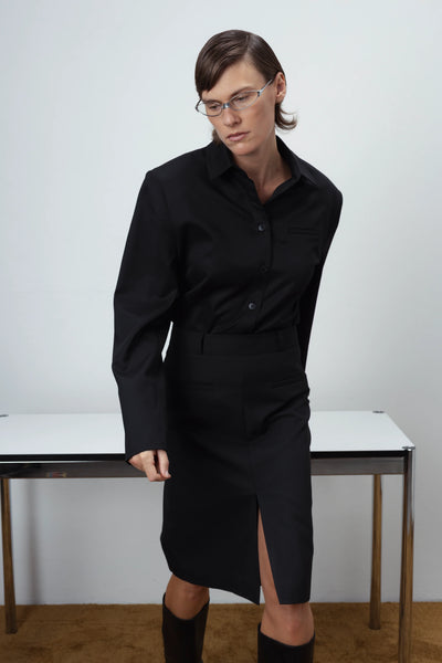 Wool tailored black marškiniai