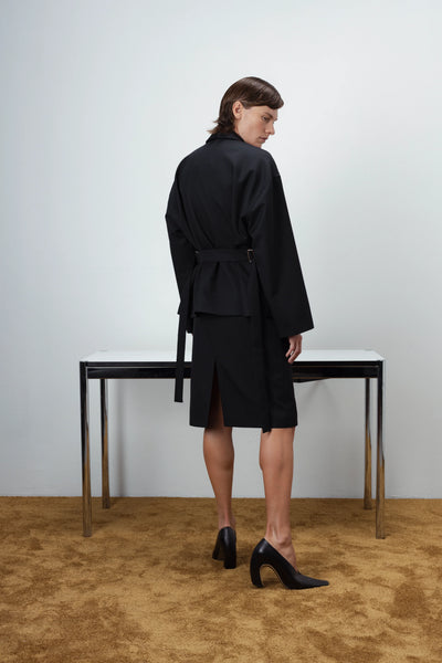 Midi two slits black sijonas