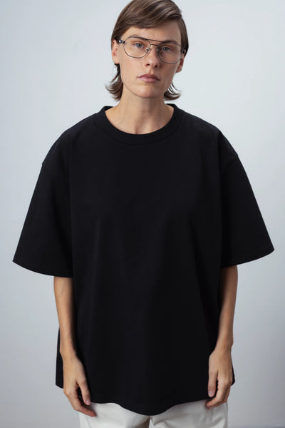 Basic black monogram marškinėliai