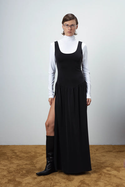 Backless draped suknelė