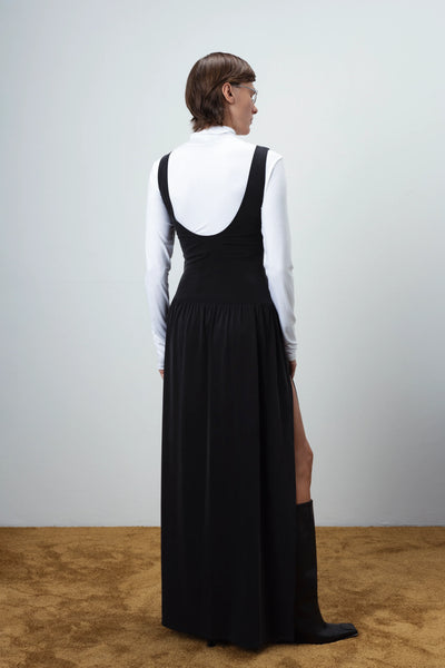 Backless draped suknelė