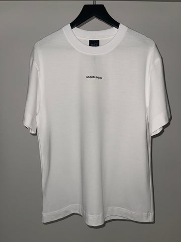 Unisex white with round logo marškinėliai