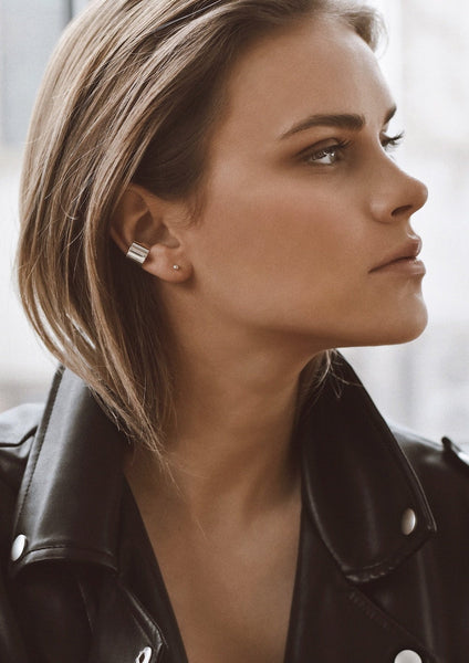 Bold flat ear cuff silver