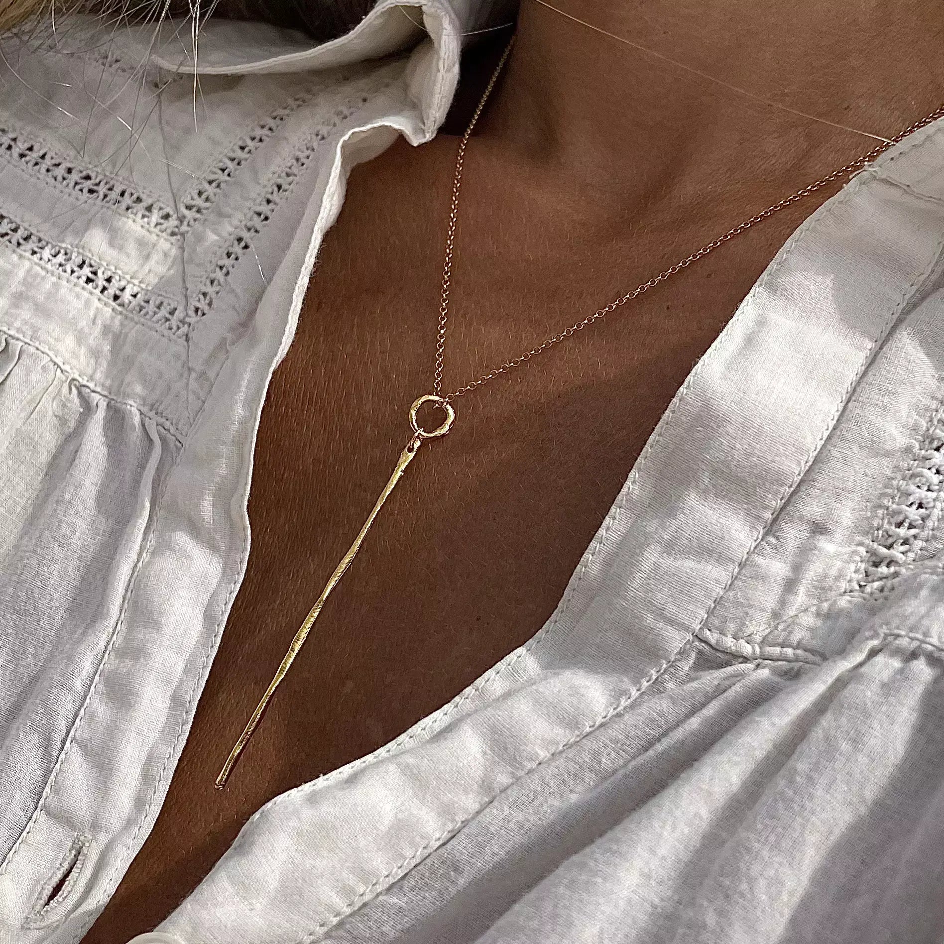 THIN LONG STICK 24K gold plated kaklo papuošalas