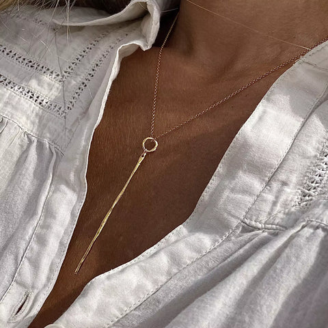 THIN LONG STICK 24K gold plated kaklo papuošalas