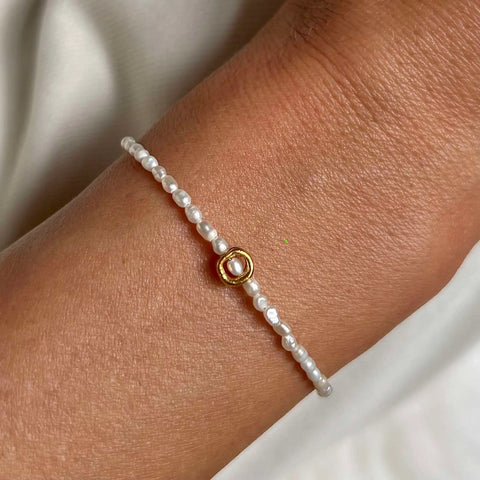 FRESHWATER PEARLS CIRCLE 24K gold plated apyrankė