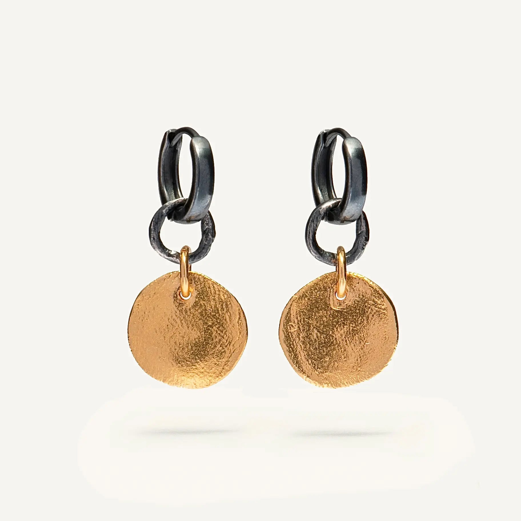 FINGERPRINT 24K gold plated/oxidised silver auskarai