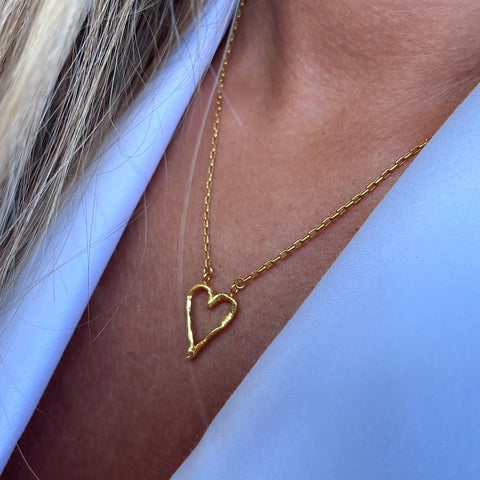 FINGERPRINT THIK HEART 24K gold plated kaklo papuošalas