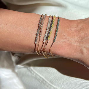 GREEN RAW DIAMOND 24K gold plated chain apyrankė