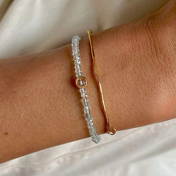 AQUAMARINE CIRCLE 24K gold plated apyrankė