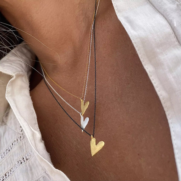 HEART 24K gold plated/oxidised silver kaklo papuošalas