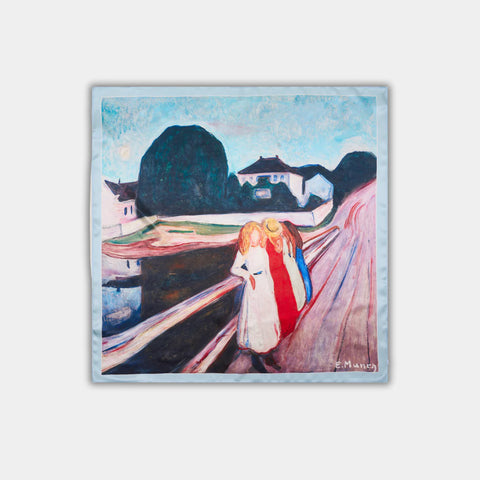 Šilkinė skarelė - Edvard Munch - Keturios merginos ant tilto l 53 x 53 cm