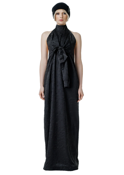Sleeve-tie maxi suknelė