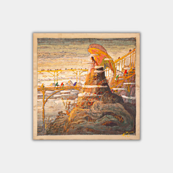 Šilkinė skarelė - M.K. Čiurlionis - Angelo preliudas l 53 x 53 cm