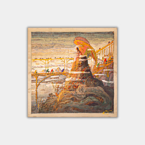 Šilkinė skarelė - M.K. Čiurlionis - Angelo preliudas l 53 x 53 cm