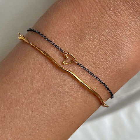 MINIATURE HEART 24K gold plated/oxidised silver apyrankė