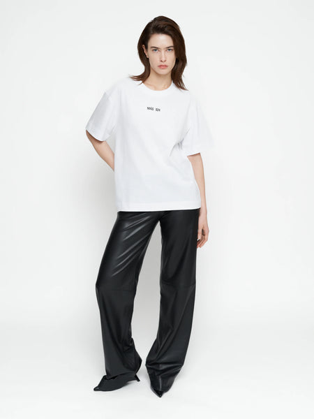 Unisex balti marškinėliai su apvaliu logotipu