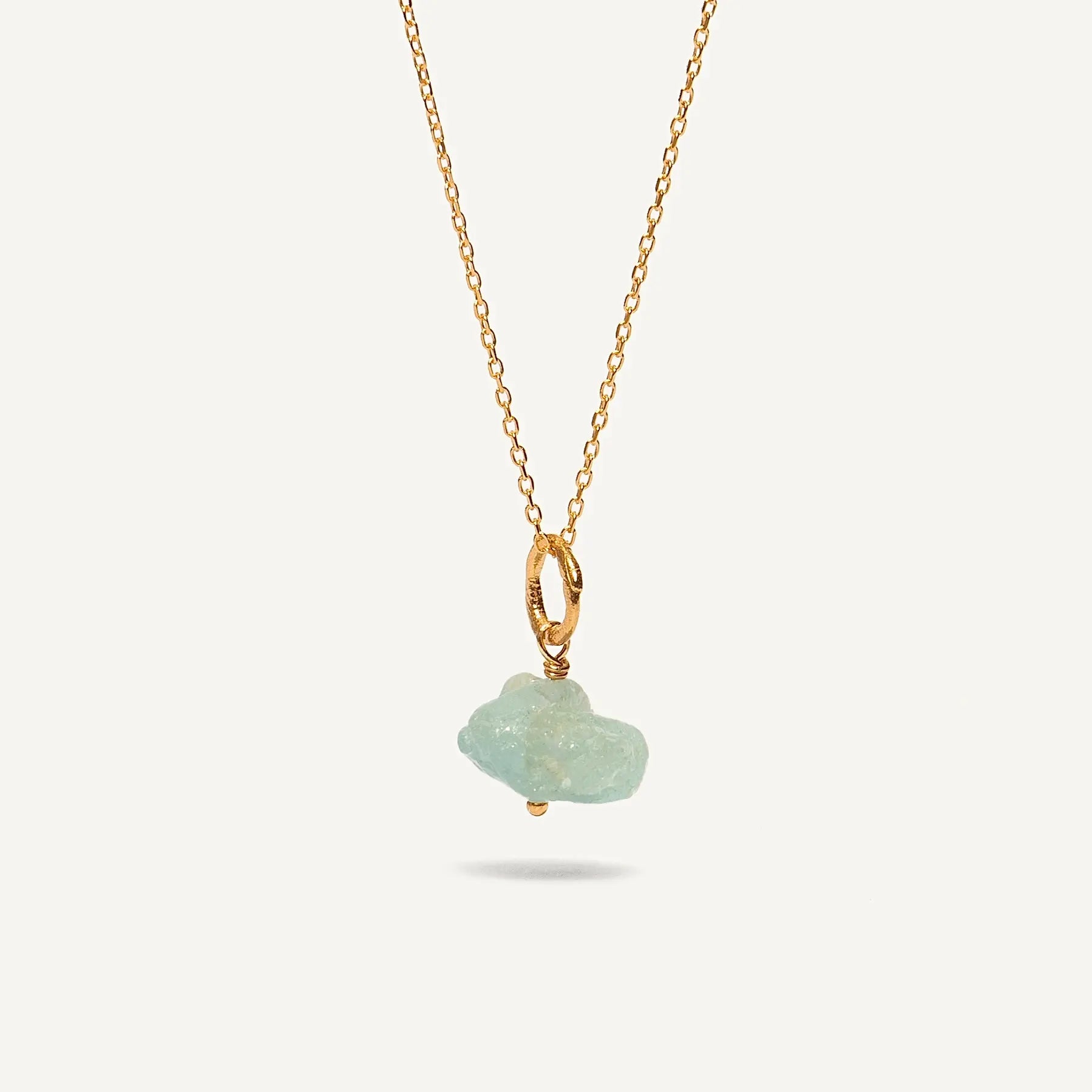 Raw Aquamarine 24K gold plated kaklo papuošalas