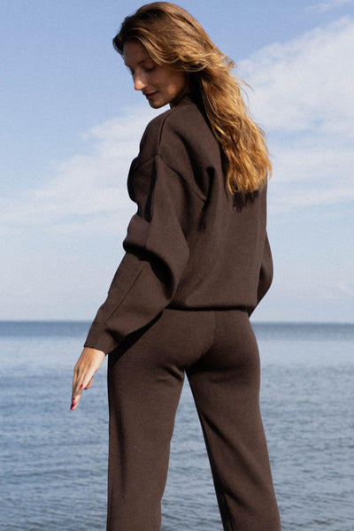 Onda 100% merino bomber stiliaus švarkas šokoladas