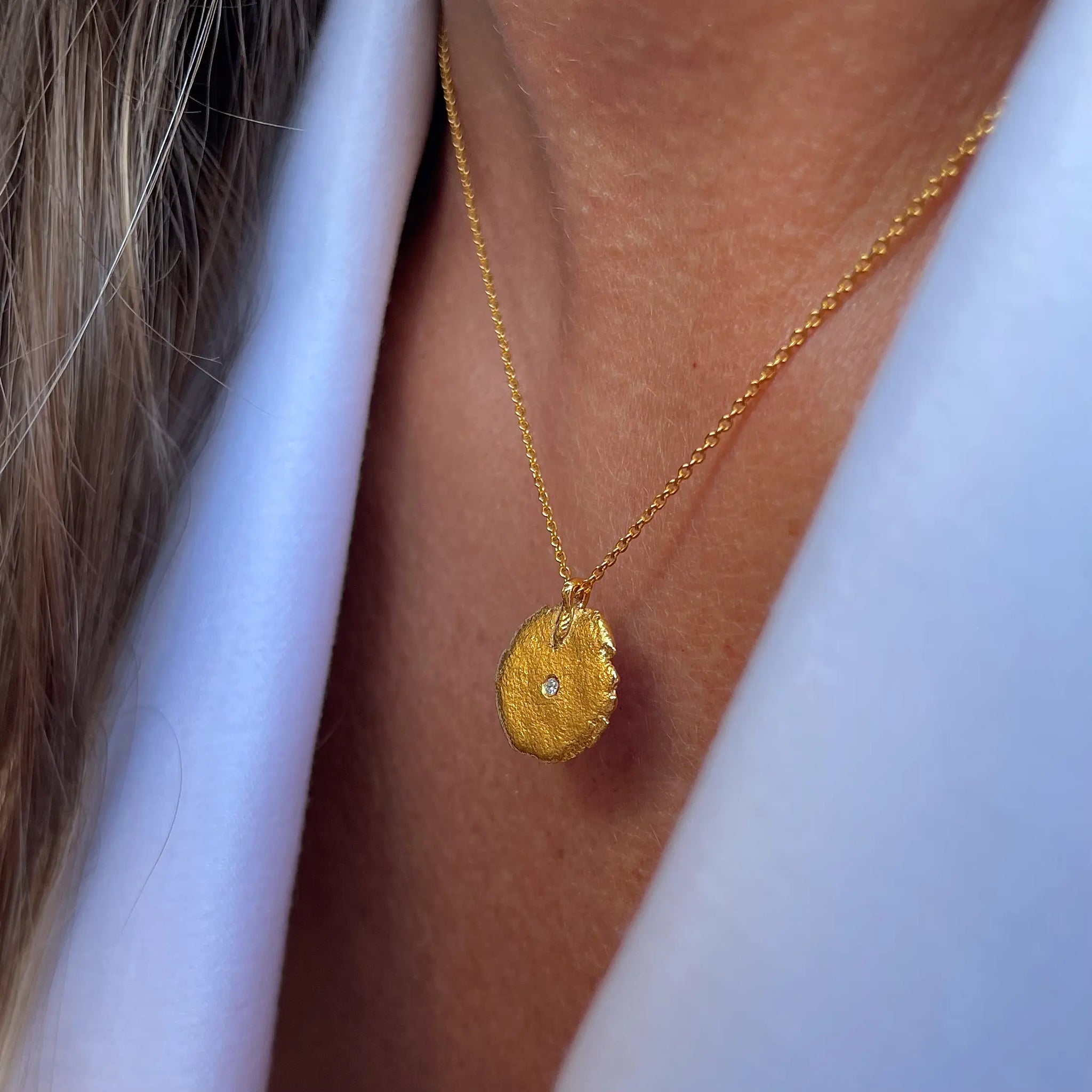 FINGERPRINT diamond 24K gold plated small kaklo papuošalas