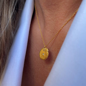 FINGERPRINT diamond 24K gold plated small kaklo papuošalas