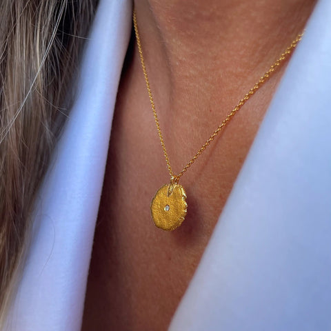 FINGERPRINT diamond 24K gold plated small kaklo papuošalas