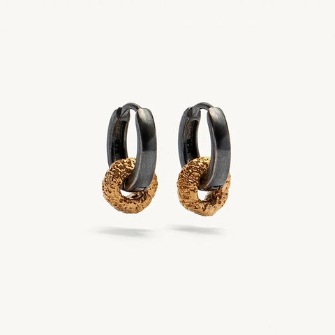 ROUGH MINI 24K gold plated/oxidised silver auskarai