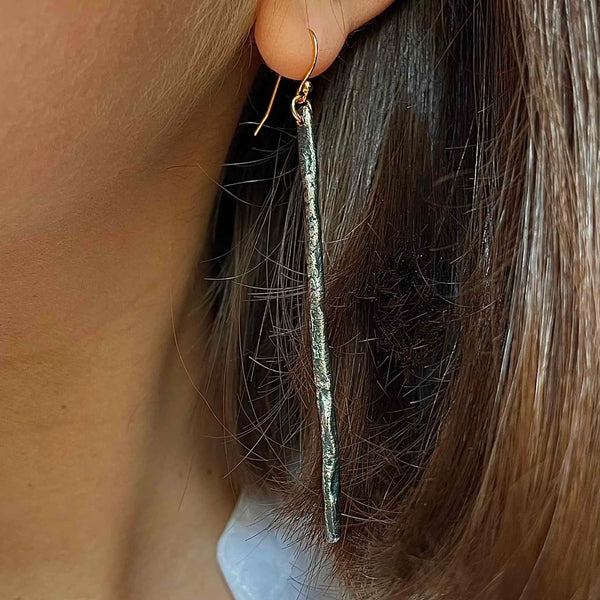 LONG oxidised silver auskarai