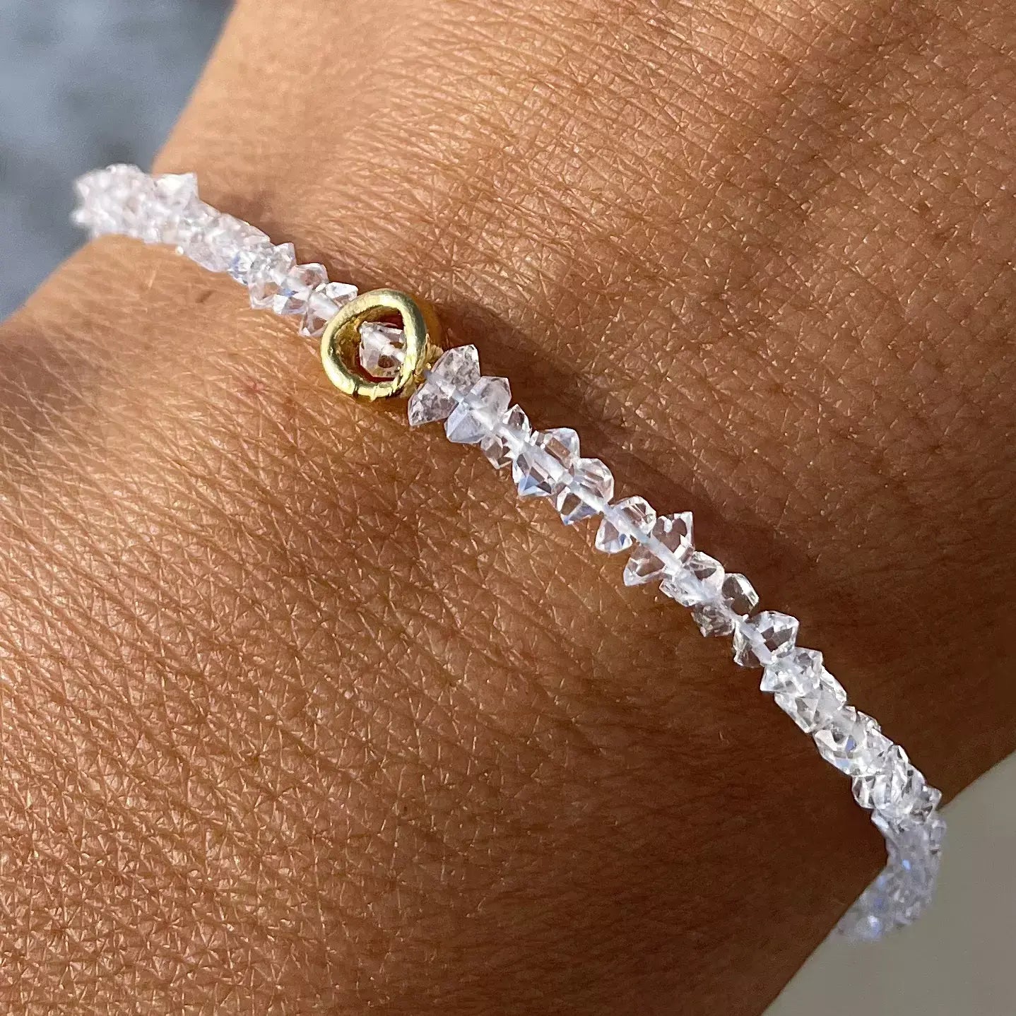 HERKIMER DIAMOND CIRCLE 24K gold plated apyrankė