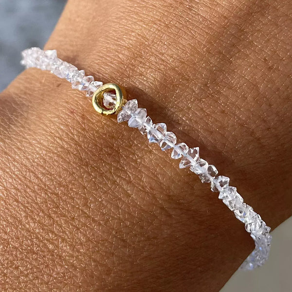 HERKIMER DIAMOND CIRCLE 24K gold plated apyrankė