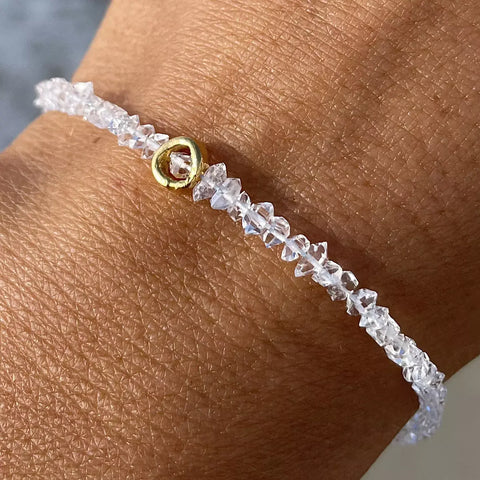 HERKIMER DIAMOND CIRCLE 24K gold plated apyrankė