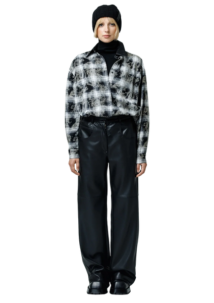Faux leather collar marškiniai