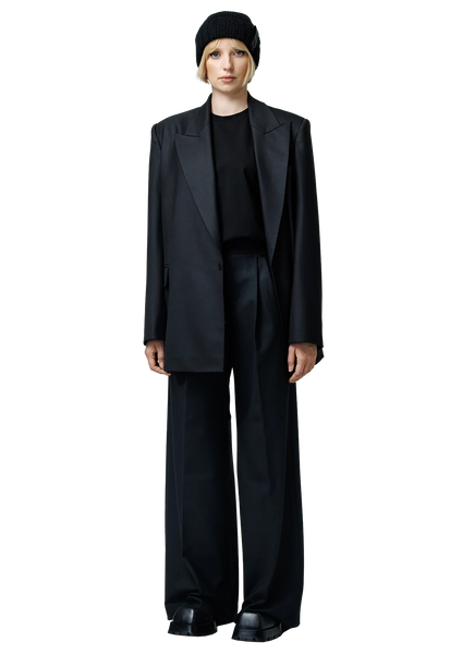 Wool wide-leg kelnės (black)