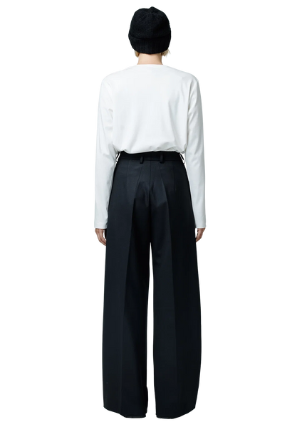 Wool wide-leg kelnės (black)