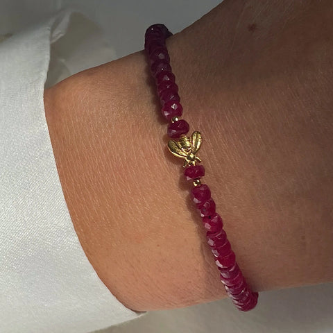 RUBY BEE 24K gold plated apyrankė